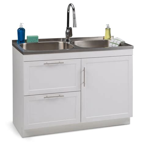 stainless steel laundry sink with faucet and storage cabinet|laundry room utility sink cabinets.